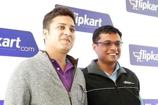Binny Bansal (L) with Sachin Bansal, co-founders of Flipkart. 