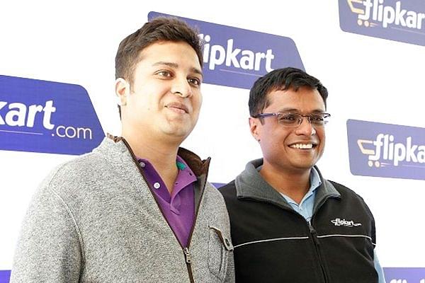 Binny Bansal (L) with Sachin Bansal, co-founders of Flipkart.&nbsp;