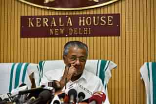 Kerala Chief Minister Pinarayi Vijayan holds a press conference at Kerala House in New Delhi. (Anushree Fadnavis/Hindustan Times via GettyImages)