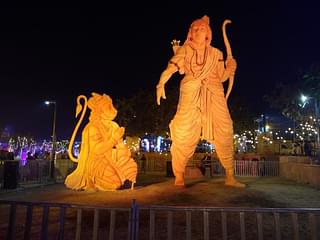 PoP statues of Lord Ram and Lord Hanuman at Ram Ki Paidi