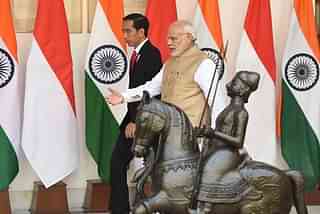 Prime Minister Narendra Modi meeting with Indonesian President Joko Widodo in Hyderabad in 2016. (Photo by Virendra Singh Gosain/Hindustan Times via Getty Images)&nbsp;