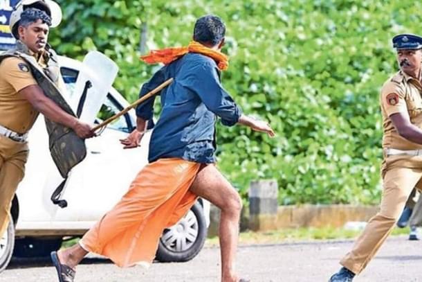 Police high-handedness in Sabarimala protests (pic via twitter: @kumarnandaj)