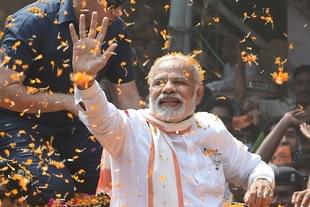 PM Modi during a road show in Varanasi (Pankaj Nangia/India Today Group/Getty Images)