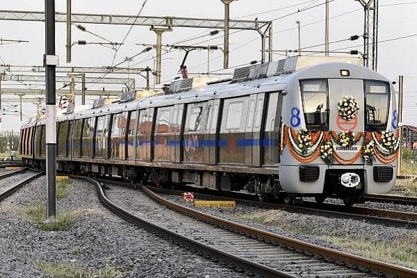 A brand new Delhi Metro coach (Mohd Zakir/Hindustan Times via Getty Images)