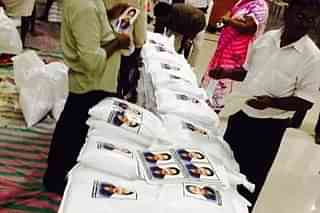 Relief material for cyclone Gaja victims with Jayalalitha’s photo (pic via Facebook)