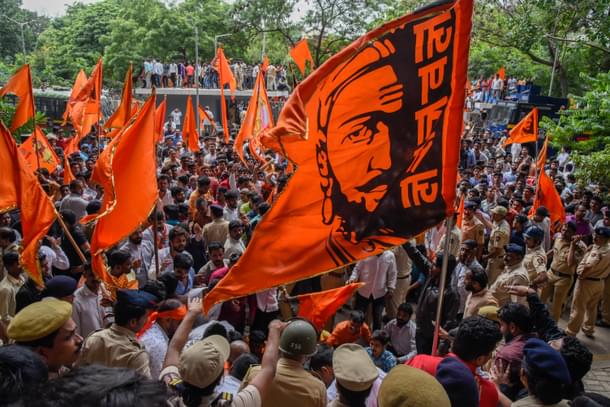 Representative image of a Maratha protest for reservation in Pune in August. (Sanket Wankhade/Hindustan Times via Getty Images)