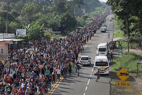 The migrant caravan making its way across Mexico towards the US border. (Photo by John Moore/Getty Images)