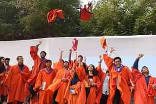 Students celebrating at a convocation ceremony at IIT Delhi (Mohd Zakir/Hindustan Times via Getty Images)