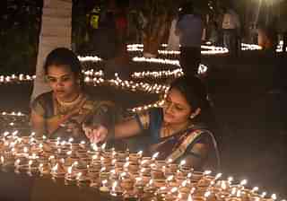 Devotees participate in Laksha Deepotsava festivities in Mumbai. (Photo by Shashi S Kashyap/Hindustan Times via Getty Images)