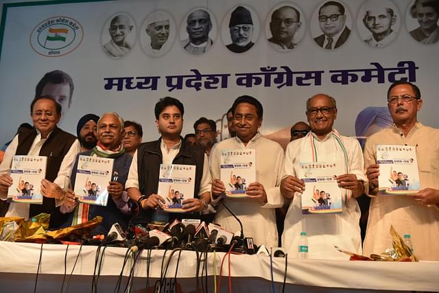 Congress releasing its manifesto in Madhya Pradesh (Mujeeb Faruqui/Hindustan Times)