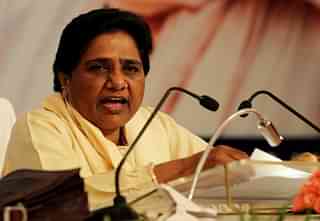 BSP chief Mayawati at a press conference in New Delhi (Photo by Ajay Aggarwal/ Hindustan Times via Getty Images)