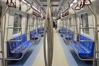 Representative image of the interiors of an Indian metro rail coach. (Photo by K Asif/India Today Group/Getty Images)