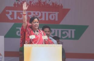 Rajasthan Chief Minister Vasundhara Raje addresses supporters at a rally in Rajsamand, India. (Himanshu Vyas/Hindustan Times via Getty Images) 