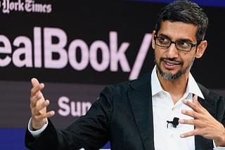Sundar Pichai speaking at New York Times Dealbook in New York. (Photo by Michael Cohen/Getty Images for The New York Times)