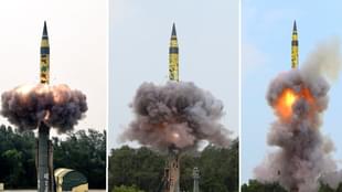 Agni-V nuclear ballistic missile launch from Odisha’s Integrated Test Range. 