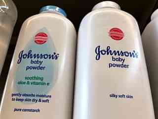Containers of baby powder made by Johnson&amp;Johnson displayed on a shelf (Justin Sullivan/Getty Images)