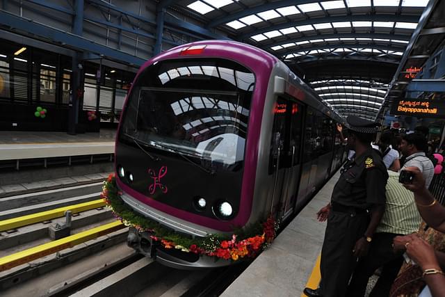  Namma Metro  from Mahatma Gandhi road to Byappanahalli in Bangalore on October 20, 2011 in Bangalore. (Photo by Jagdeesh MV/Hindustan Times via Getty Images)