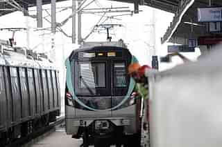 Noida Metro on Aqua link line (Sunil Ghosh/Hindustan Times via Getty Images)
