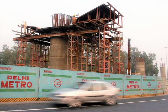 Delhi Metro under construction (Photo by Sanjeev Verma/ Hindustan Times via Getty Images)