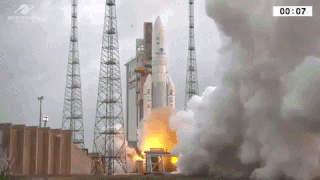Launch vehicle Ariane 5 VA-246 lifts off from Kourou Launch Base, French Guiana.&nbsp;