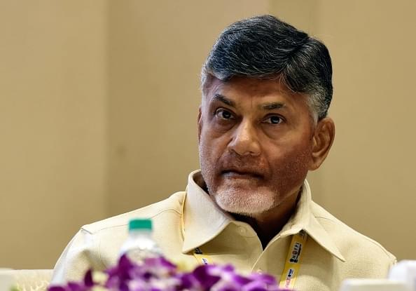 Andhra Pradesh CM Chandrababu Naidu at a conference in New Delhi. (Mohd Zakir/Hindustan Times via Getty Images)