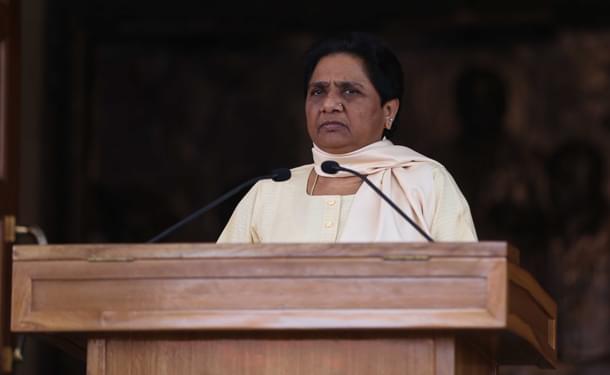 BSP Chief Mayawati during a press conference. (Deepak Gupta/Hindustan Times via Getty Images) 