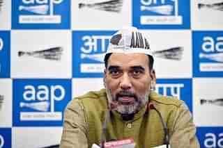 AAP leader Gopal Rai at a press conference in New Delhi. (Photo by Amal KS/Hindustan Times via Getty Images)