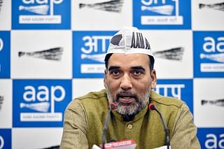 AAP leader Gopal Rai at a press conference in New Delhi. (Photo by Amal KS/Hindustan Times via Getty Images)