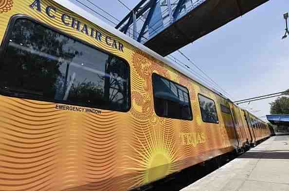 Tejas Express in New Delhi. (Arvind Yadav/Hindustan Times via GettyImages)