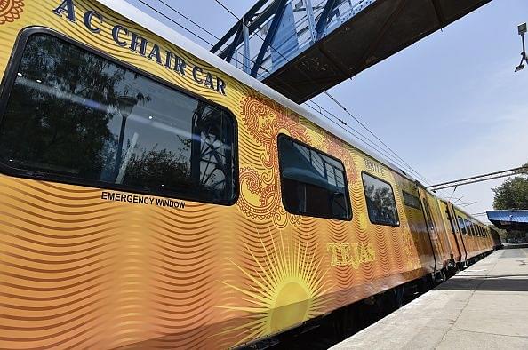 The 2017 Tejas Express in New Delhi. (Arvind Yadav/Hindustan Times via Getty Images)