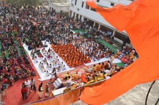 VHP ‘sants’ taking part in the Hindu Swabhiman Sammelan (Photo by Deepak Gupta/Hindustan Times via Getty Images)
