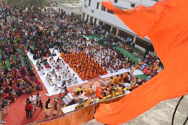 VHP ‘sants’ taking part in the Hindu Swabhiman Sammelan (Photo by Deepak Gupta/Hindustan Times via Getty Images)