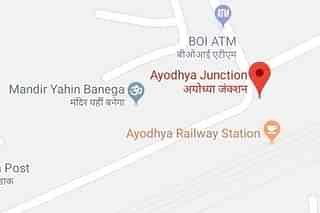 The ‘Mandir Yahi Banega’ marker on Google Maps (image via Facebook)