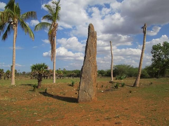 A large menhir found in Kodumanal (photo by Aravindan Neelakandan)