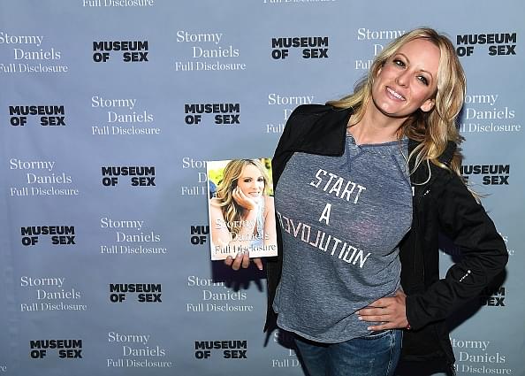 Stormy Daniels signing copies of her book ‘Full Disclosure’ in New York. (Photo by Nicholas Hunt/Getty Images)