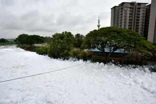 The toxic Bellandur lake  In Bengaluru (Photo by Arijit Sen/Hindustan Times via Getty Images)
