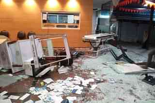 Property damage at the Hyderabad hospital. (pic via Twitter)