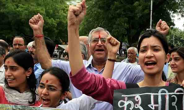 Kashmiri Pandit protesters during a rally in New Delhi in 2008.