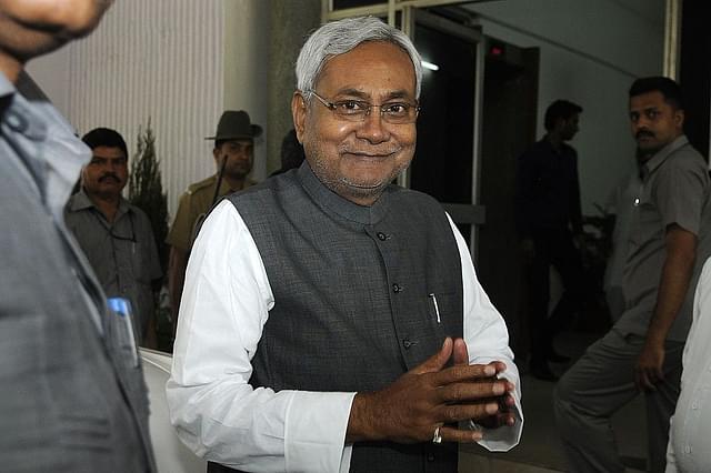 Nitish Kumar leaves Bihar Bhawan for a meeting with Prime Minister Narendra Modi  at South Block in New Delhi. (Sonu Mehta/Hindustan Times via GettyImages) &nbsp;