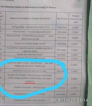 The notice board which contained the details of the confiscated items (Picture Credits-Facebook)&nbsp;