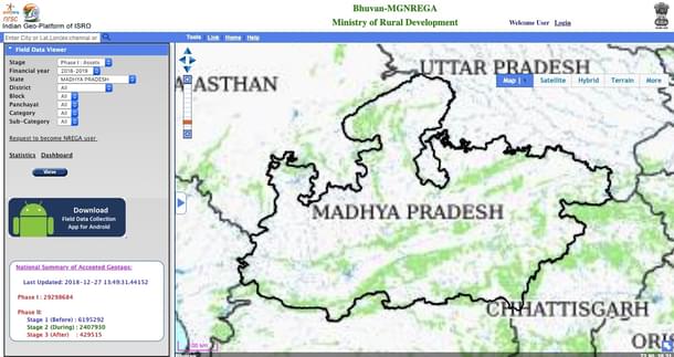 Screenshot of the Bhuvan-MGNREGA (https://bhuvan.nrsc.gov.in/bhuvan_links.php#)