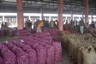 A file picture of onions kept ready for auction at Gondal Agricultural Produce Marketing Committee Yard in Gujarat.&nbsp;