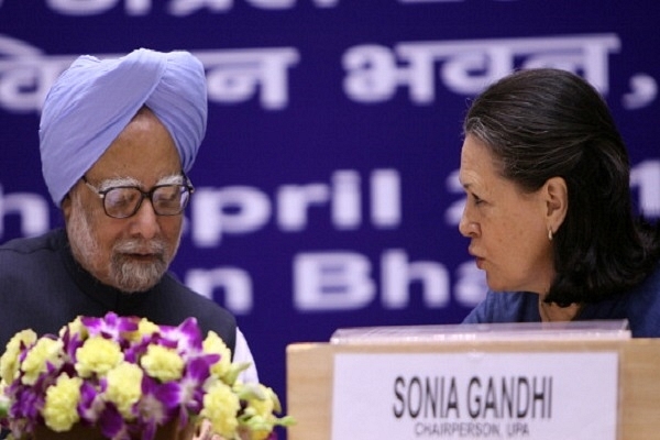 Former prime minister Manmohan Singh at a function with UPA chairperson Sonia Gandhi. (Photo by Shekhar Yadav/India Today Group/Getty Images)
