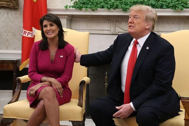 US President Donald Trump and Nikki Haley, former US Ambassador to the United Nations (Photo by Mark Wilson/Getty Images)