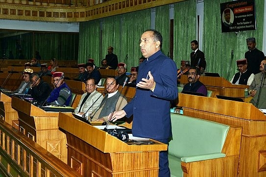 Representative image of Himachal CM Jai Ram Thakur speaking during an assembly session in Shimla. (Photo by Shyam Sharma/Hindustan Times via Getty Images)