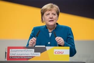 Chancellor Merkel addressing a CDU party meet (Thomas Lohnes/Getty Images)