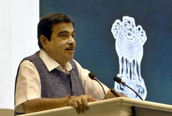 Union Minister Nitin Gadkari speaks at Plenary Hall, Vigyan Bhawan, in New Delhi. (Sushil Kumar/Hindustan Times via Getty Images)
