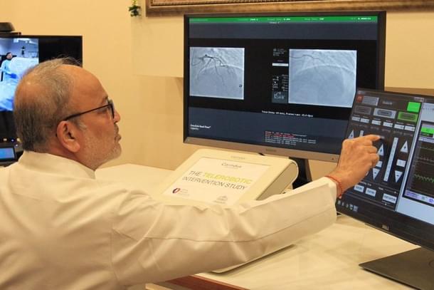 The surgery  performed by Dr Tejas Patel, from a remote location with robotically controlled instruments, which is enabled by technology and advanced robotics. (image via Twitter)