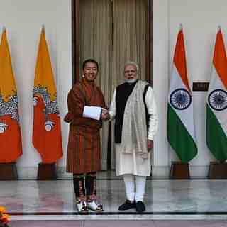 Dr. Lotay Tshering, Bhutan’s Prime Minister, with PM Narendra Modi in New Delhi. (Image courtesy of twitter.com/narendramodi)
