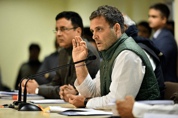 Former Congress president Rahul Gandhi speaks during a press conference at AICC, on 14 December 2018 in New Delhi, India. (Amal KS/Hindustan Times via Getty Images)